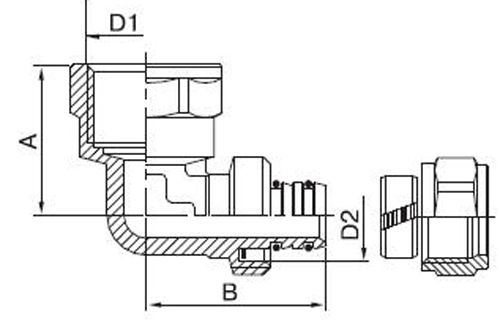 Угольник обжимной для металлопластиковых труб Valtec VTm.352.N.002005 Дн20х3/4″ Ру25, латунный, присоединение компрессионное / внутренняя резьба