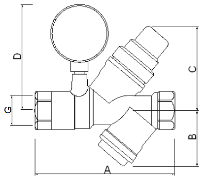 Клапаны подпиточные Valtec VT.515.N 1/2″ Ду15 Py16 ВР с фильтром и маноментром, корпус - латунь
