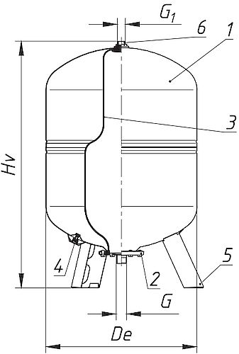 Гидроаккумулятор Wester WAV16 1″ 80 л Ру16 вертикальный, наружная резьба, корпус – углеродистая сталь
