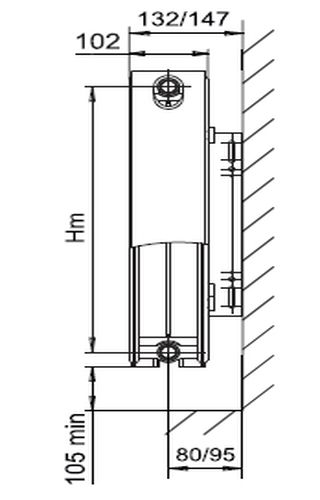 Радиатор стальной панельный Wester VC22 UNIVERSAL 500x1000 с термостатической вентильной вставкой, без кронштейнов, присоединение резьбовое - 1/2″, подключение - нижнее, белый