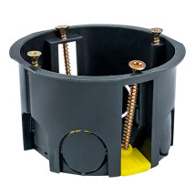 Коробка установочная EKF КМП-020-011 71х45 мм с пластиковыми лапками, для полых стен, корпус – полипропилен, IP20, цвет – черный